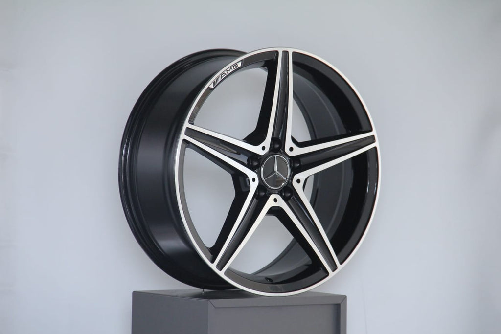 19" AMG Staggered Alloy Wheel Set - 5x112 PCD - Black Machine Face