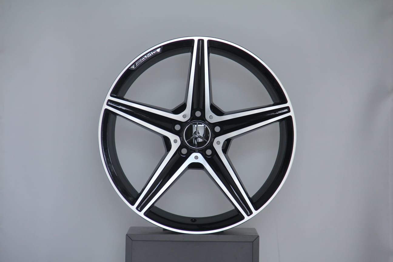 19" AMG Staggered Alloy Wheel Set - 5x112 PCD - Black Machine Face