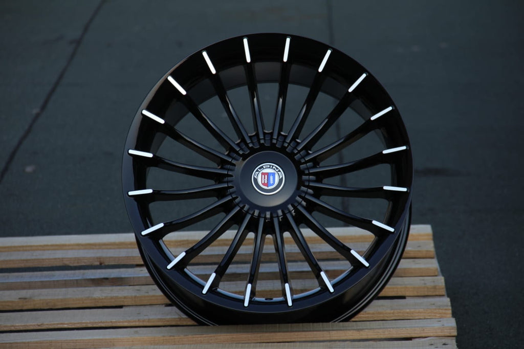 19" Alpina Staggered Alloy Wheel Set - Dual PCD 5x120/5x112 - Black Machine Face