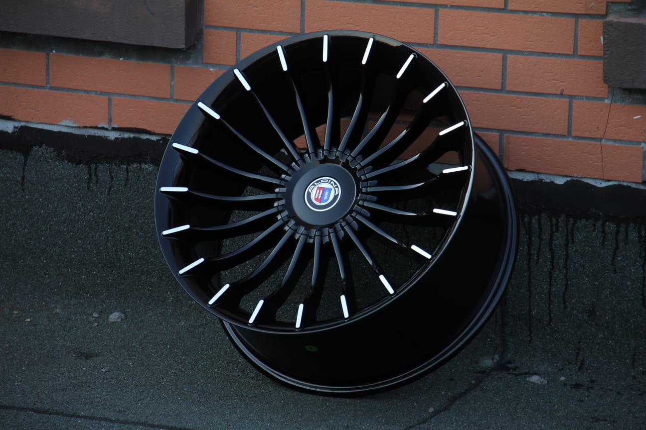 19" Alpina Staggered Alloy Wheel Set - Dual PCD 5x120/5x112 - Black Machine Face