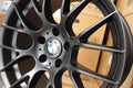 18-inch BMW alloy wheel in satin black with 5x120 PCD and staggered offsets